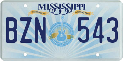 MS license plate BZN543