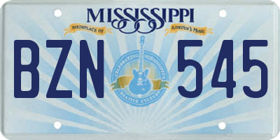 MS license plate BZN545