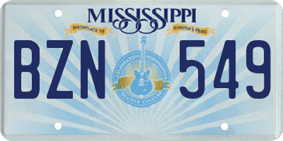 MS license plate BZN549