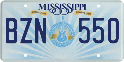 MS license plate BZN550