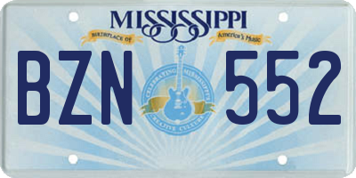 MS license plate BZN552