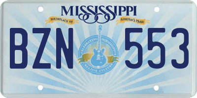 MS license plate BZN553