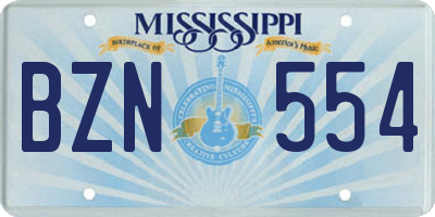 MS license plate BZN554