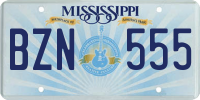 MS license plate BZN555
