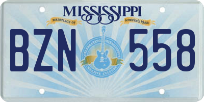 MS license plate BZN558
