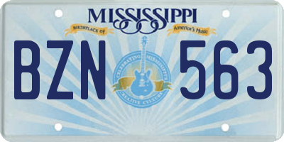 MS license plate BZN563