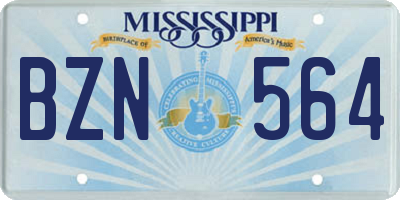 MS license plate BZN564