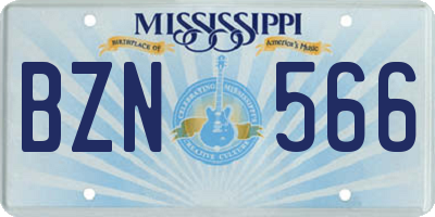 MS license plate BZN566