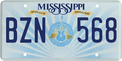 MS license plate BZN568