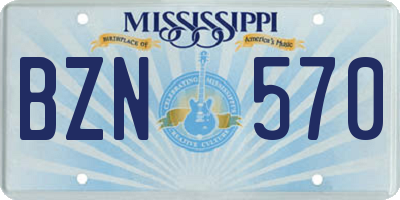 MS license plate BZN570