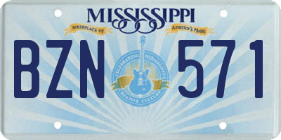 MS license plate BZN571