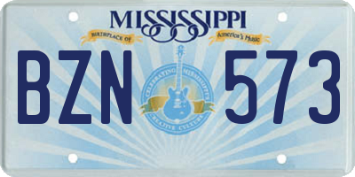 MS license plate BZN573