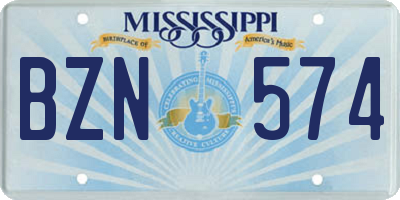MS license plate BZN574