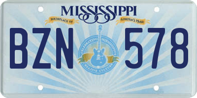 MS license plate BZN578