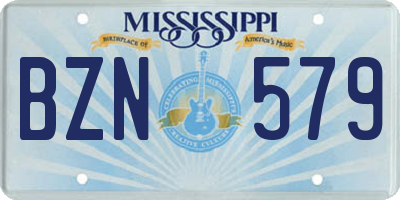 MS license plate BZN579