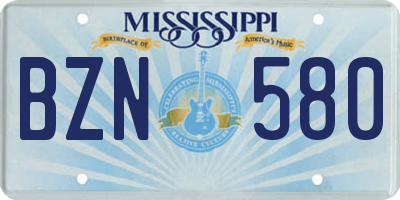 MS license plate BZN580