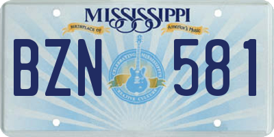 MS license plate BZN581