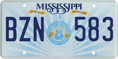 MS license plate BZN583