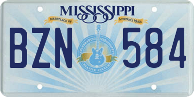 MS license plate BZN584