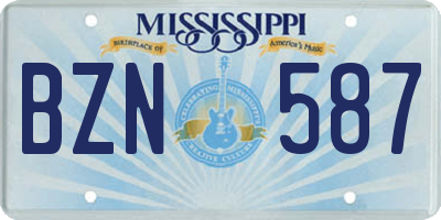 MS license plate BZN587