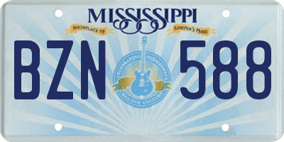 MS license plate BZN588