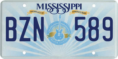 MS license plate BZN589