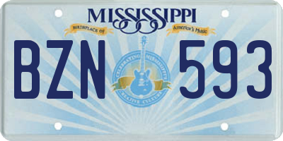 MS license plate BZN593