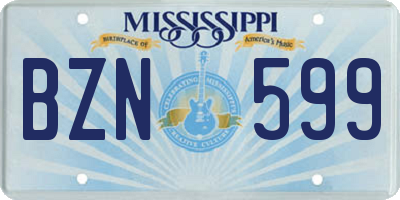 MS license plate BZN599