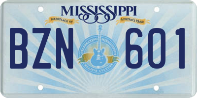 MS license plate BZN601