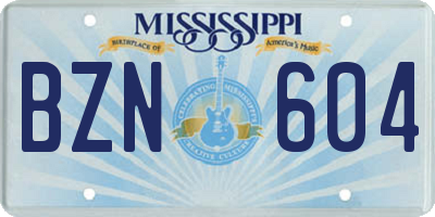 MS license plate BZN604
