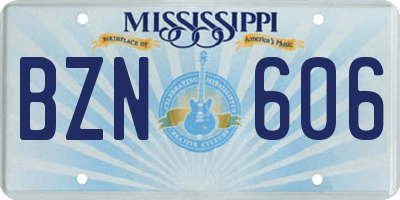MS license plate BZN606