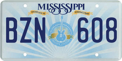 MS license plate BZN608