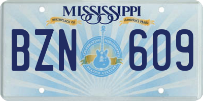 MS license plate BZN609