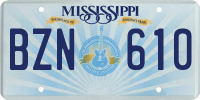 MS license plate BZN610