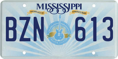 MS license plate BZN613