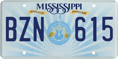 MS license plate BZN615