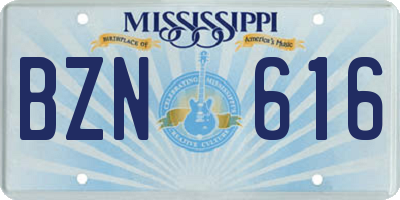 MS license plate BZN616