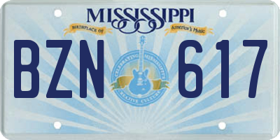 MS license plate BZN617
