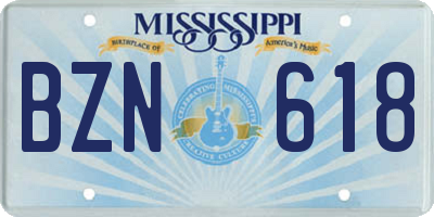 MS license plate BZN618
