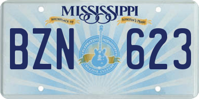 MS license plate BZN623
