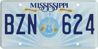 MS license plate BZN624