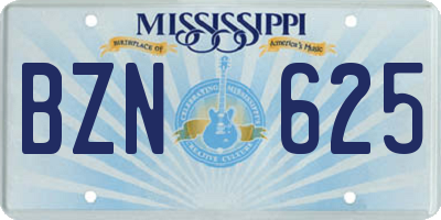MS license plate BZN625