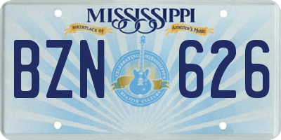 MS license plate BZN626