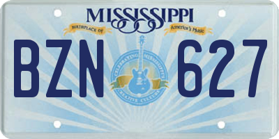 MS license plate BZN627