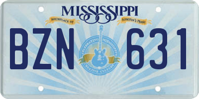 MS license plate BZN631