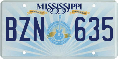 MS license plate BZN635