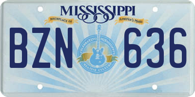 MS license plate BZN636