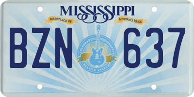 MS license plate BZN637
