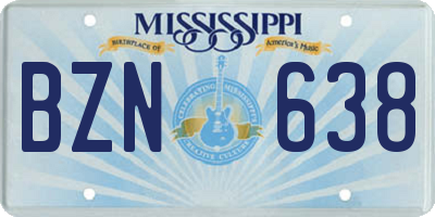 MS license plate BZN638