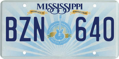 MS license plate BZN640